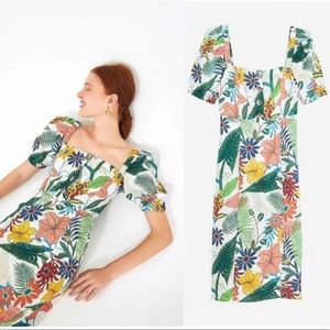 FARM Rio Vintage Garden Puff Sleeve Midi Dress